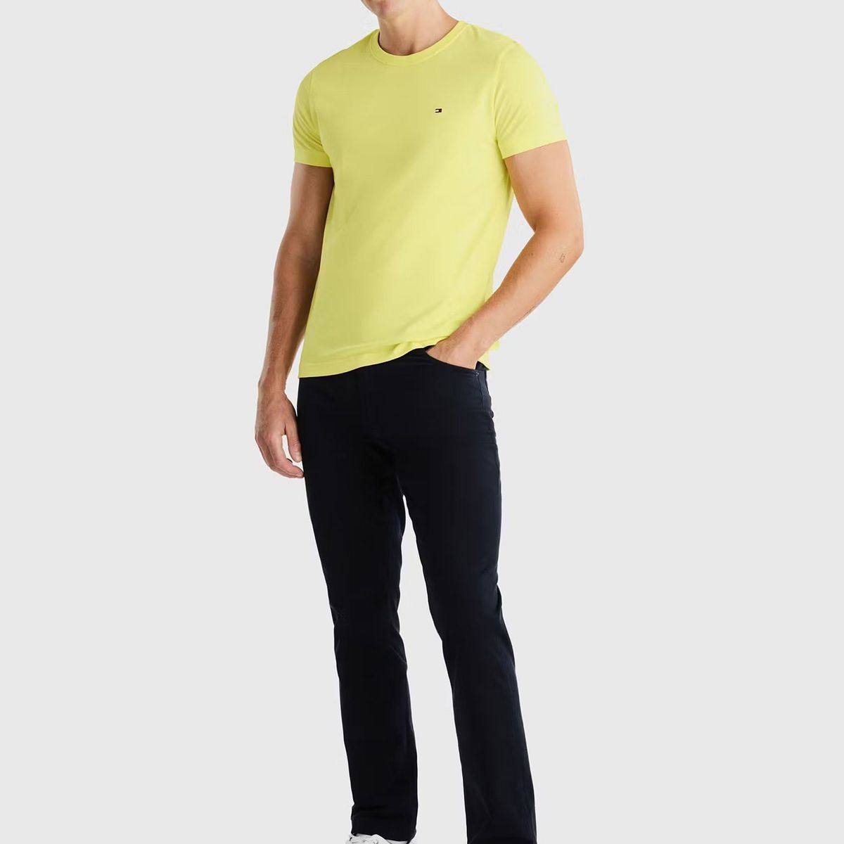 TOMMY HILFIGER - Polera Essential Cotton C-Neck Slim Fit Amarillo Tommy Hilfiger