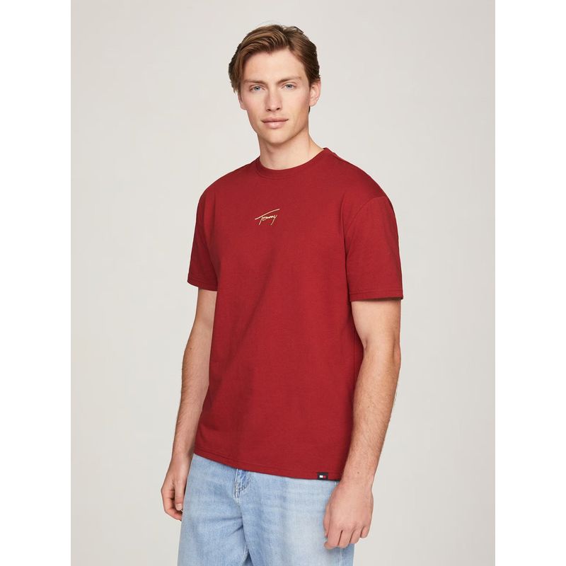 TOMMY HILFIGER - Polera Gold Signature Regular Fit Rojo Tommy Hilfiger