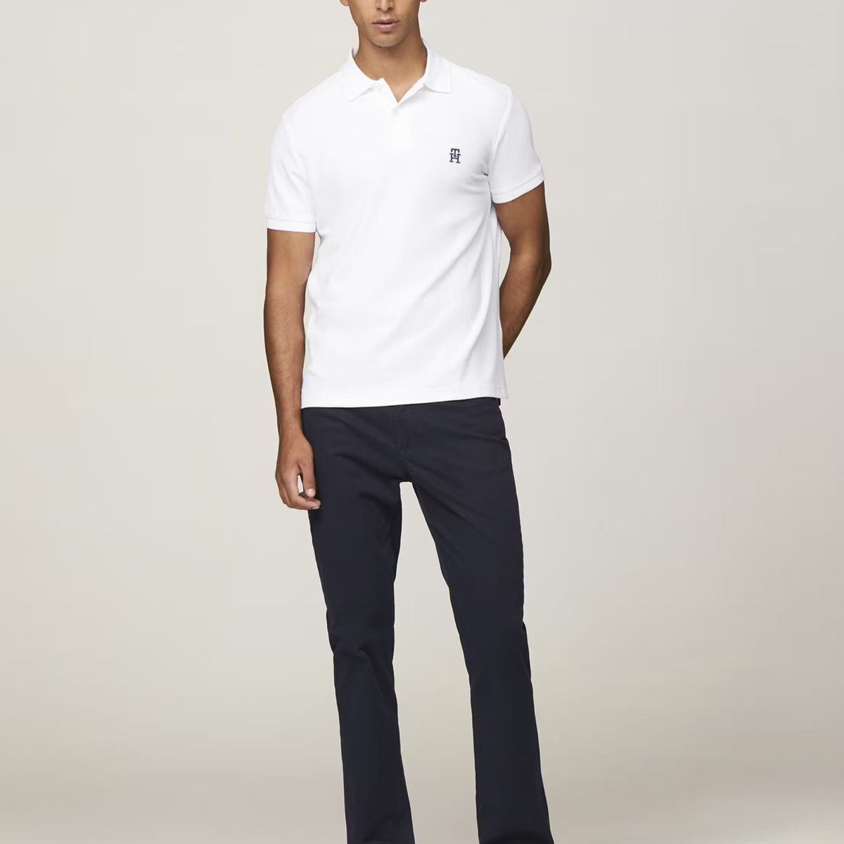 TOMMY HILFIGER - Polo Con Logo De Monogram Blanco Tommy Hilfiger