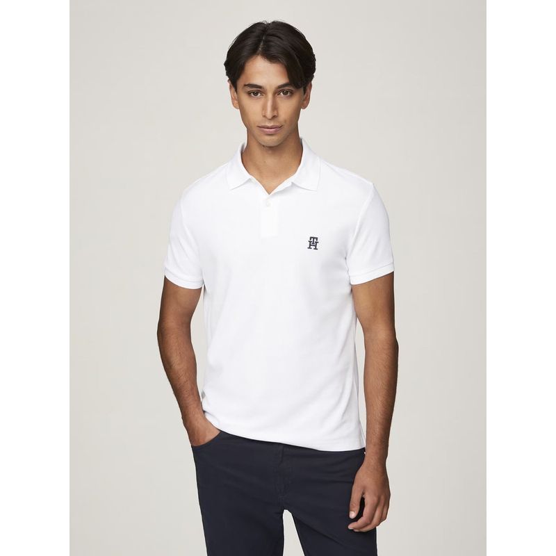 TOMMY HILFIGER - Polo Con Logo De Monogram Blanco Tommy Hilfiger