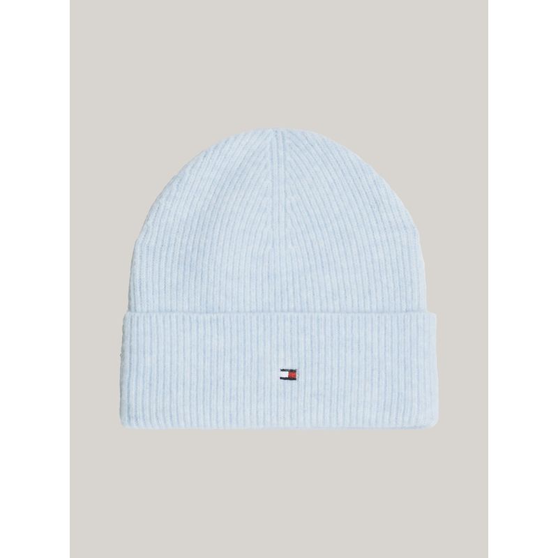 TOMMY HILFIGER - Beanie Essential Con Logo Celeste Tommy Hilfiger