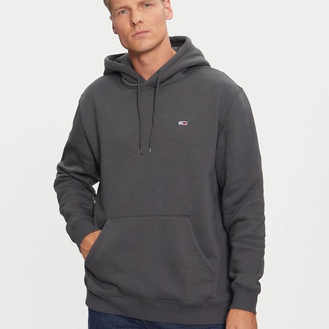TOMMY HILFIGER - Polerón Hoodie Solid Con Logo Gris Tommy Jeans