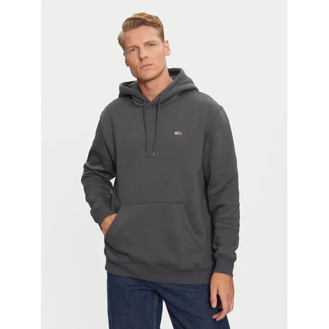 TOMMY HILFIGER - Polerón Hoodie Solid Con Logo Gris Tommy Jeans