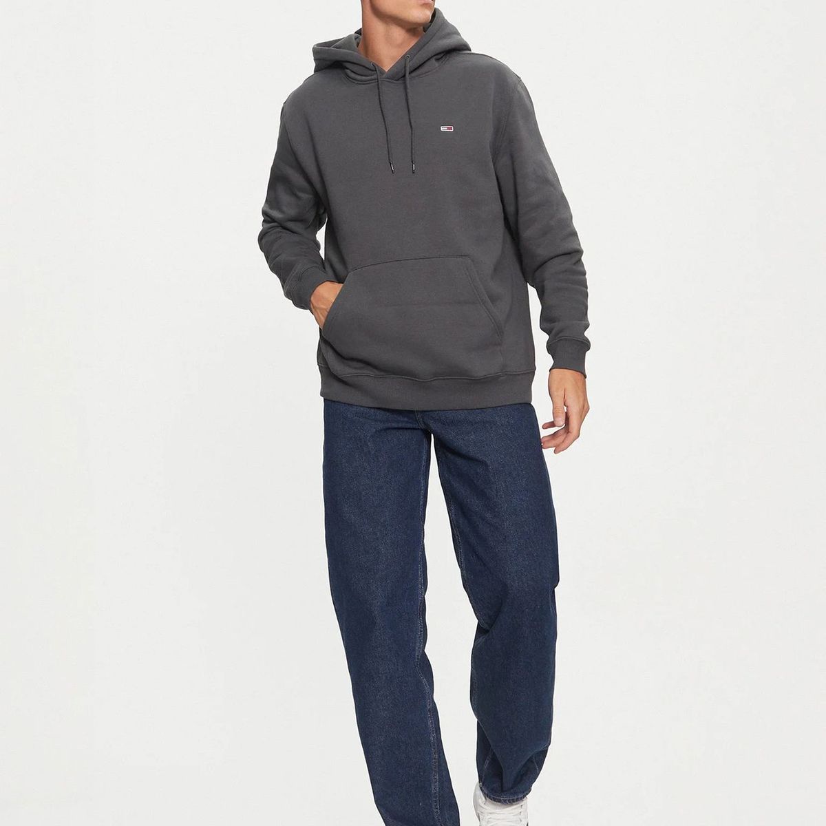 TOMMY HILFIGER - Polerón Hoodie Solid Con Logo Gris Tommy Jeans