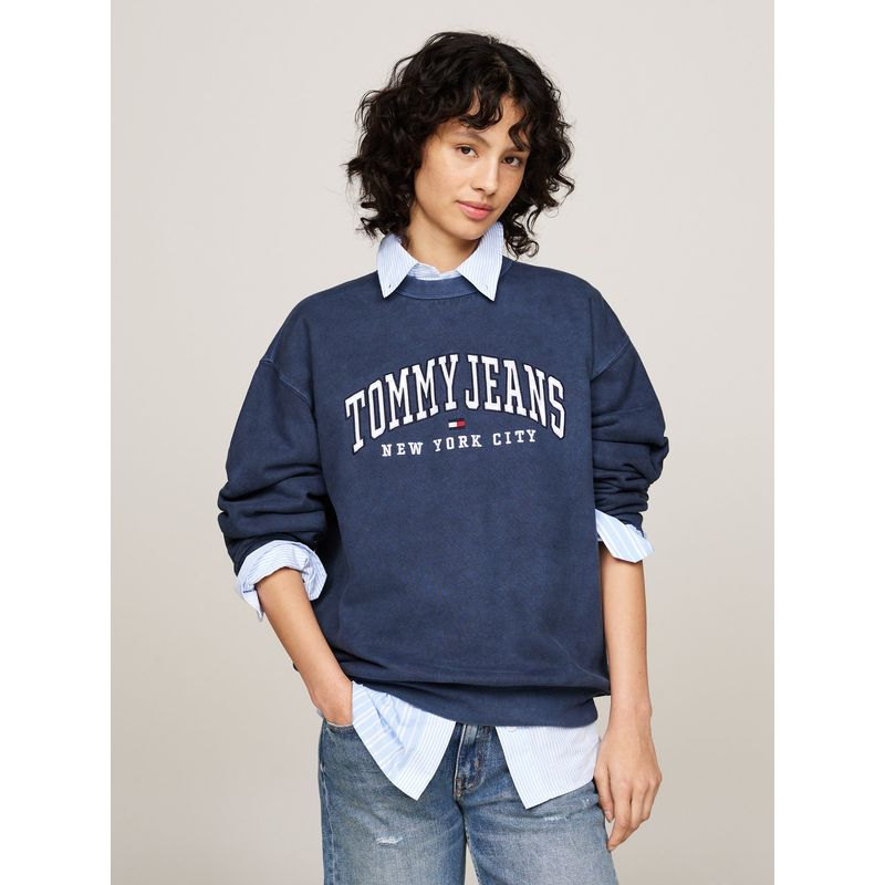 TOMMY HILFIGER - Polerón Varsity Logo Con Corte Amplio Azul Tommy Hilfiger.