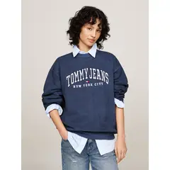 TOMMY HILFIGER - Polerón Varsity Logo Con Corte Amplio Azul