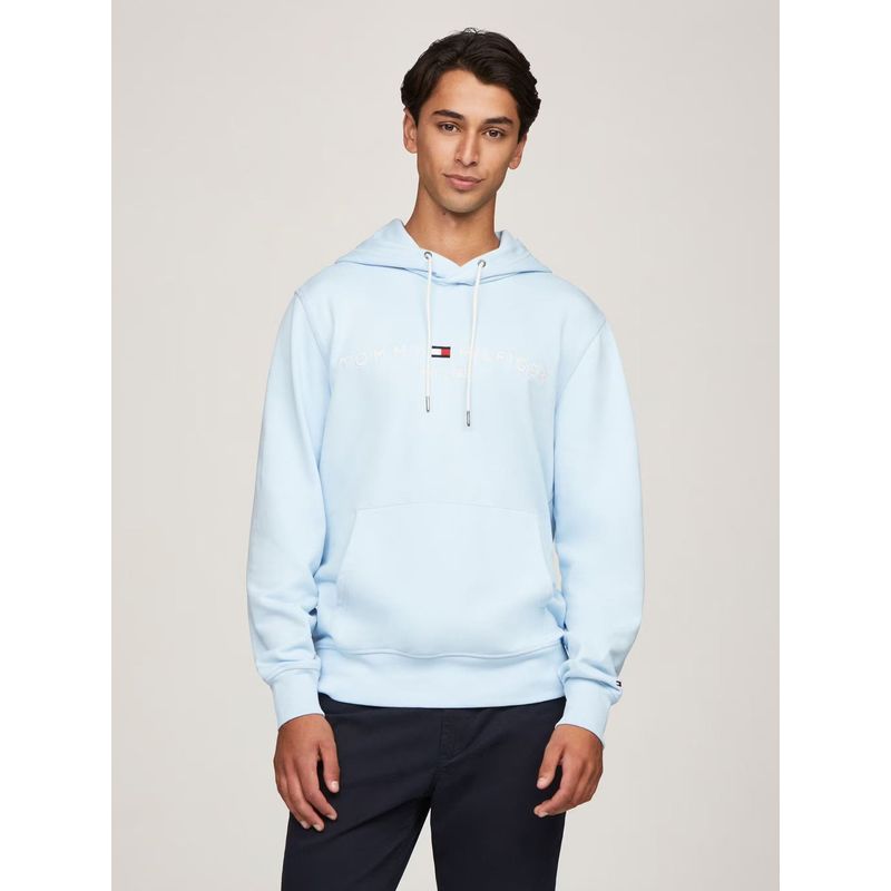 TOMMY HILFIGER - Polerón Hoodie Essential Logo Celeste Tommy Hilfiger.