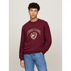 TOMMY HILFIGER - Polerón Preppy Crest Con Logo Burdeo