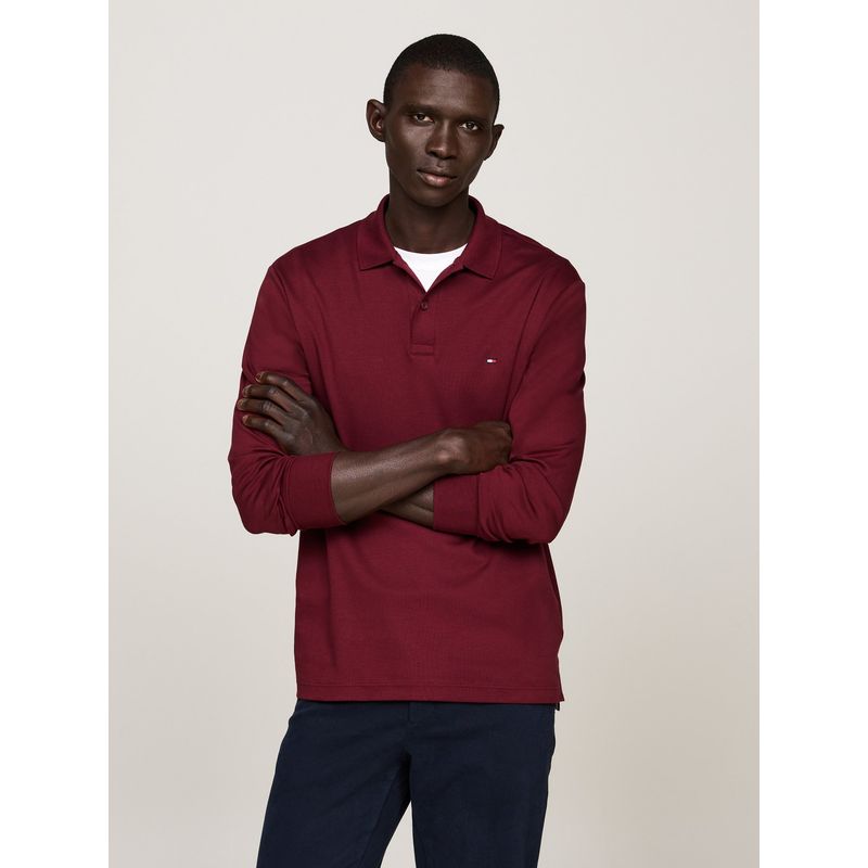 TOMMY HILFIGER - Polo Liquid Cotton Con Logo Burdeo Tommy Hilfiger