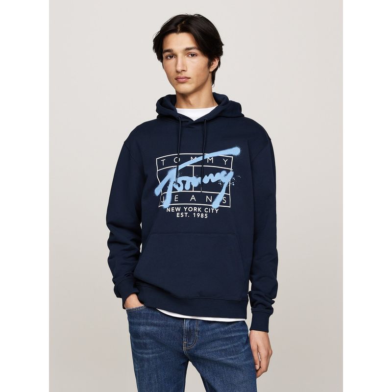 TOMMY HILFIGER - Polerón Hoodie Con Logo Graffiti Azul Tommy Hilfiger