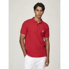 TOMMY HILFIGER - Polo Con Logo De Monogram Rojo