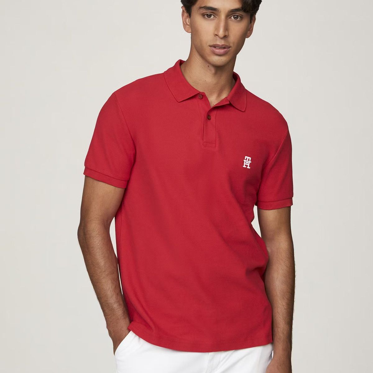 TOMMY HILFIGER - Polo Con Logo De Monogram Rojo Tommy Hilfiger