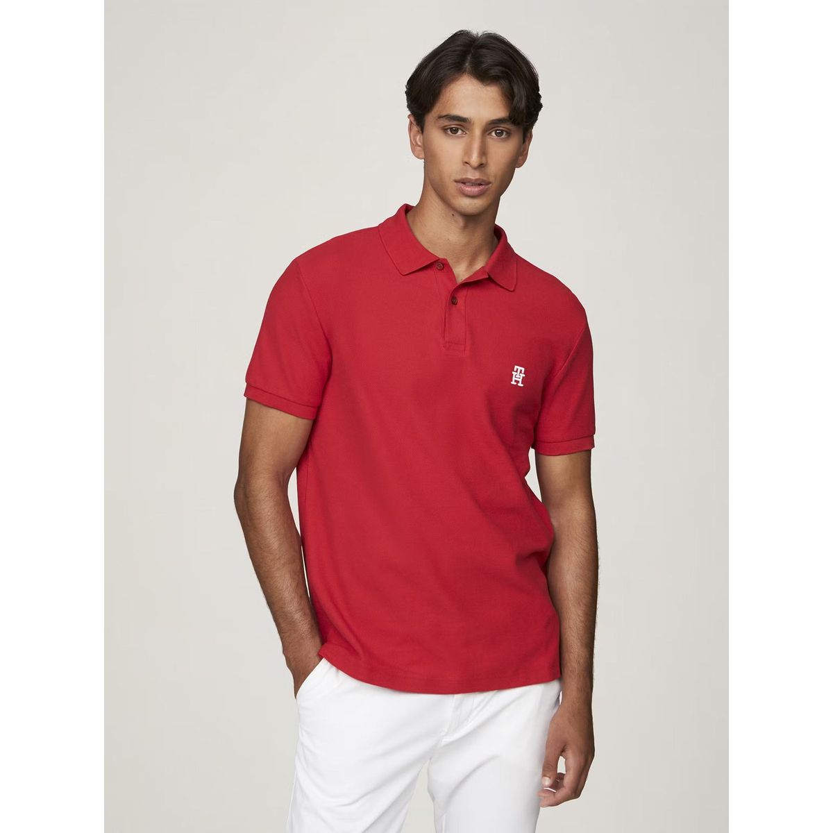 TOMMY HILFIGER - Polo Con Logo De Monogram Rojo Tommy Hilfiger