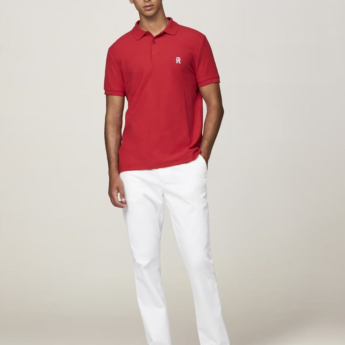 TOMMY HILFIGER - Polo Con Logo De Monogram Rojo Tommy Hilfiger