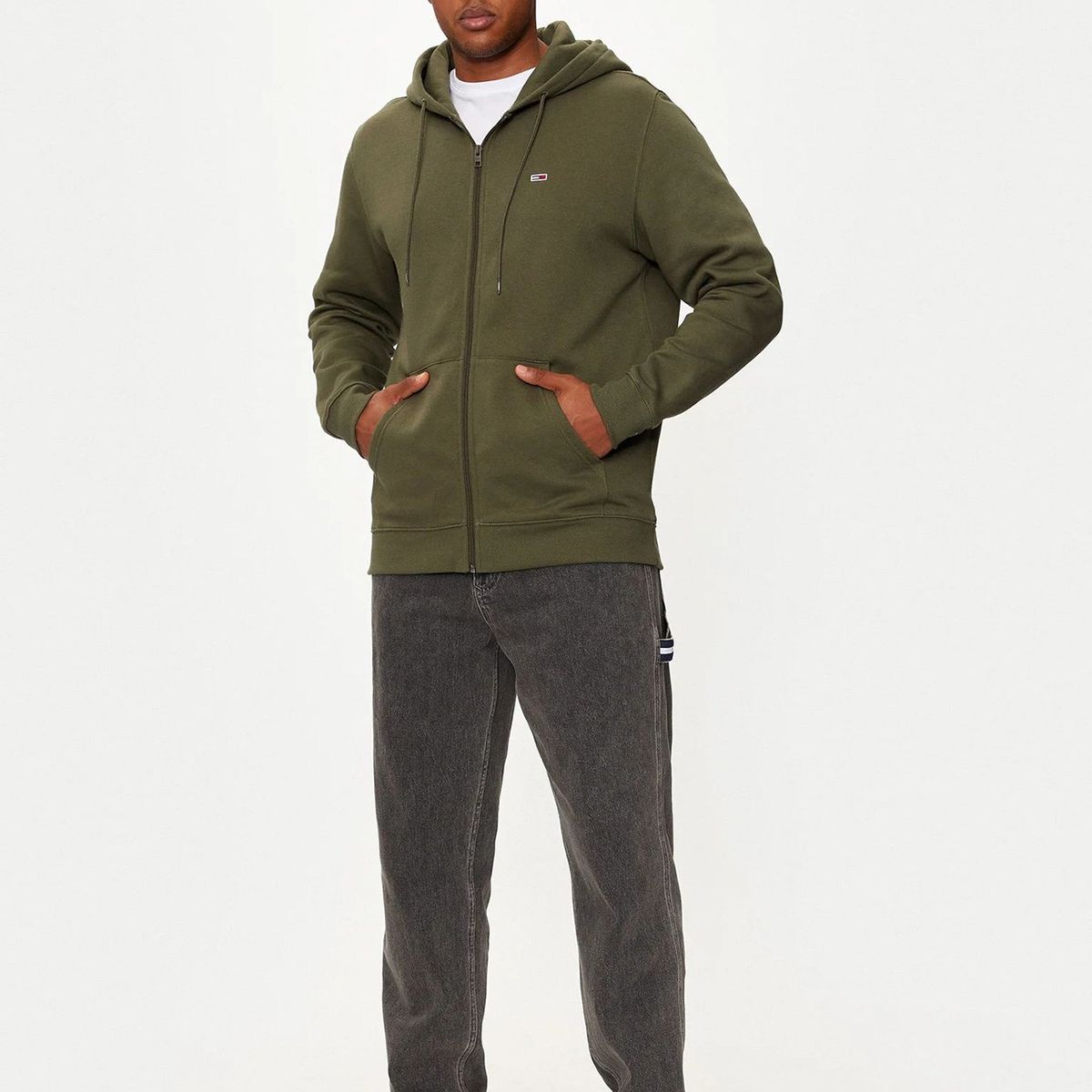 TOMMY HILFIGER - Polerón Hoodie Con Cierre De Cremallera Verde Tommy Hilfiger