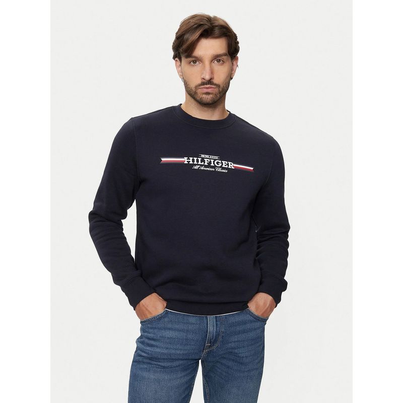 TOMMY HILFIGER - Polerón Stripe Logo Azul Tommy Hilfiger.