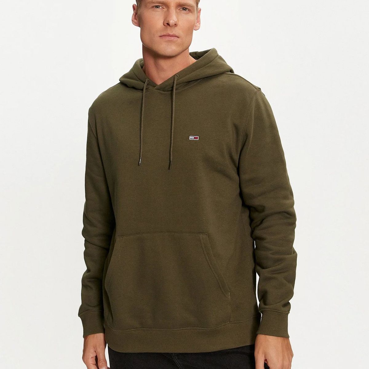 TOMMY HILFIGER - Polerón Hoodie Solid Con Logo Verde Tommy Jeans