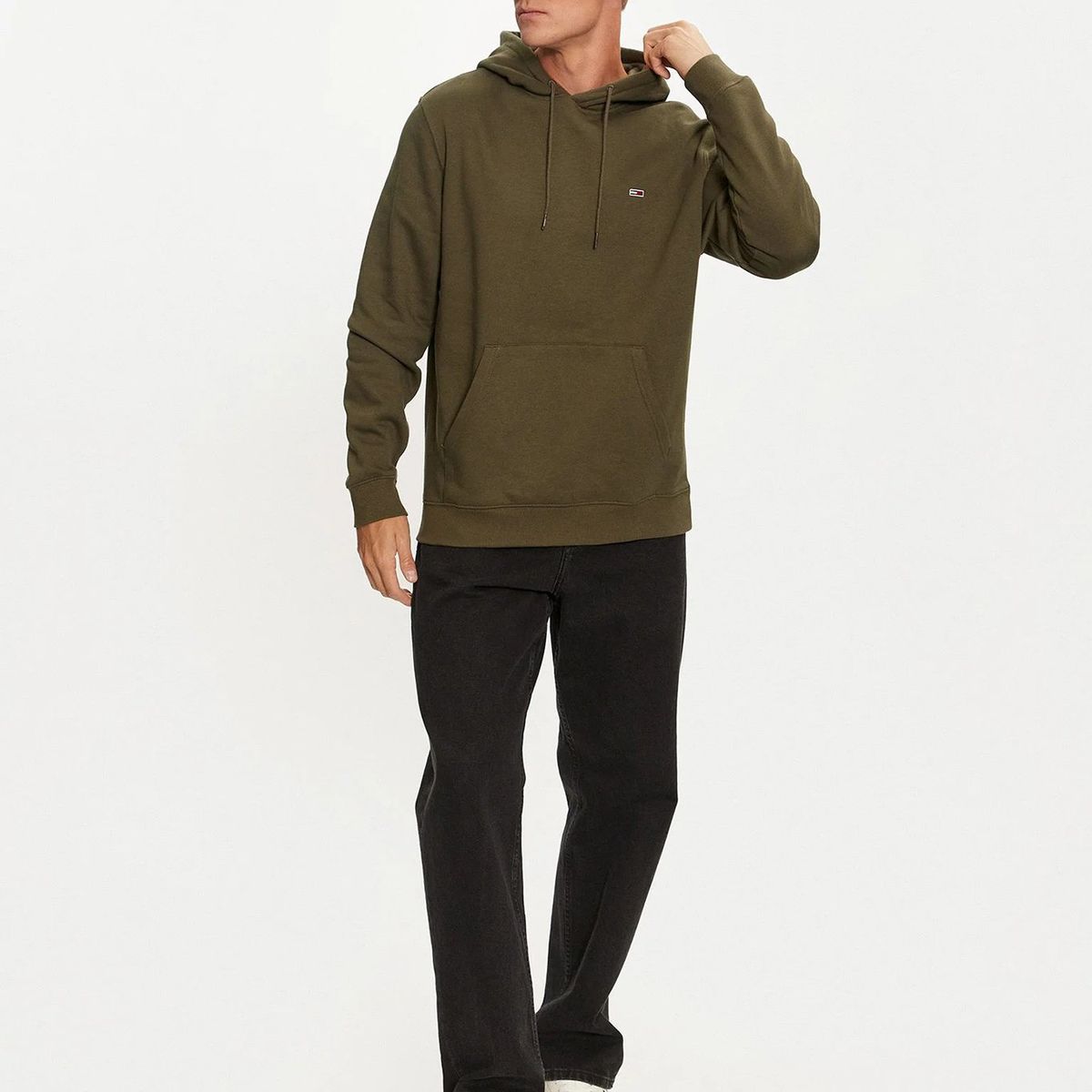 TOMMY HILFIGER - Polerón Hoodie Solid Con Logo Verde Tommy Jeans