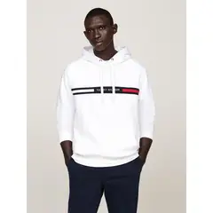 TOMMY HILFIGER - Polerón Hoodie Chest Logo Blanco