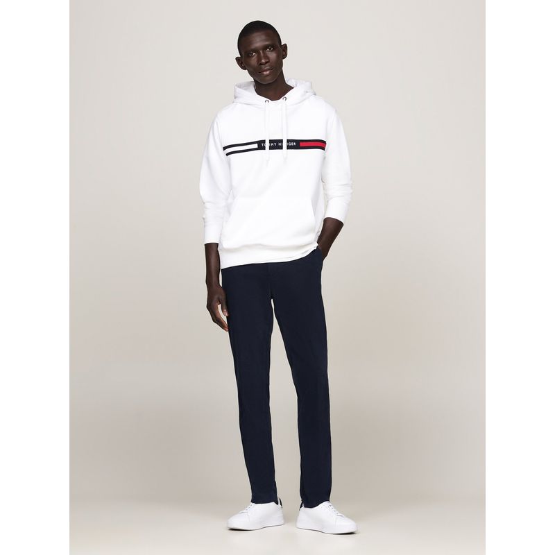 TOMMY HILFIGER - Polerón Hoodie Chest Logo Blanco Tommy Hilfiger