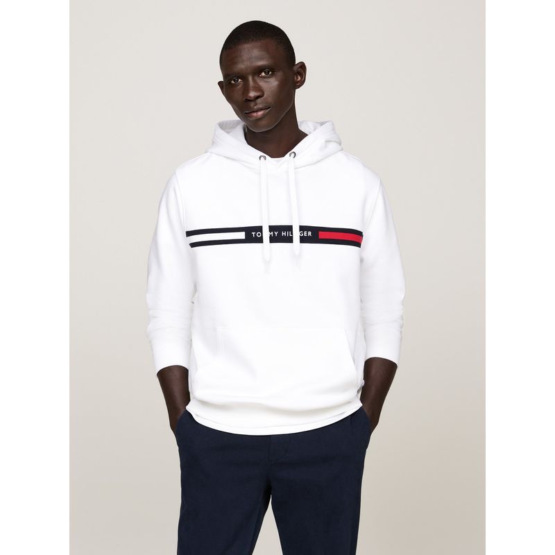 TOMMY HILFIGER - Polerón Hoodie Chest Logo Blanco Tommy Hilfiger