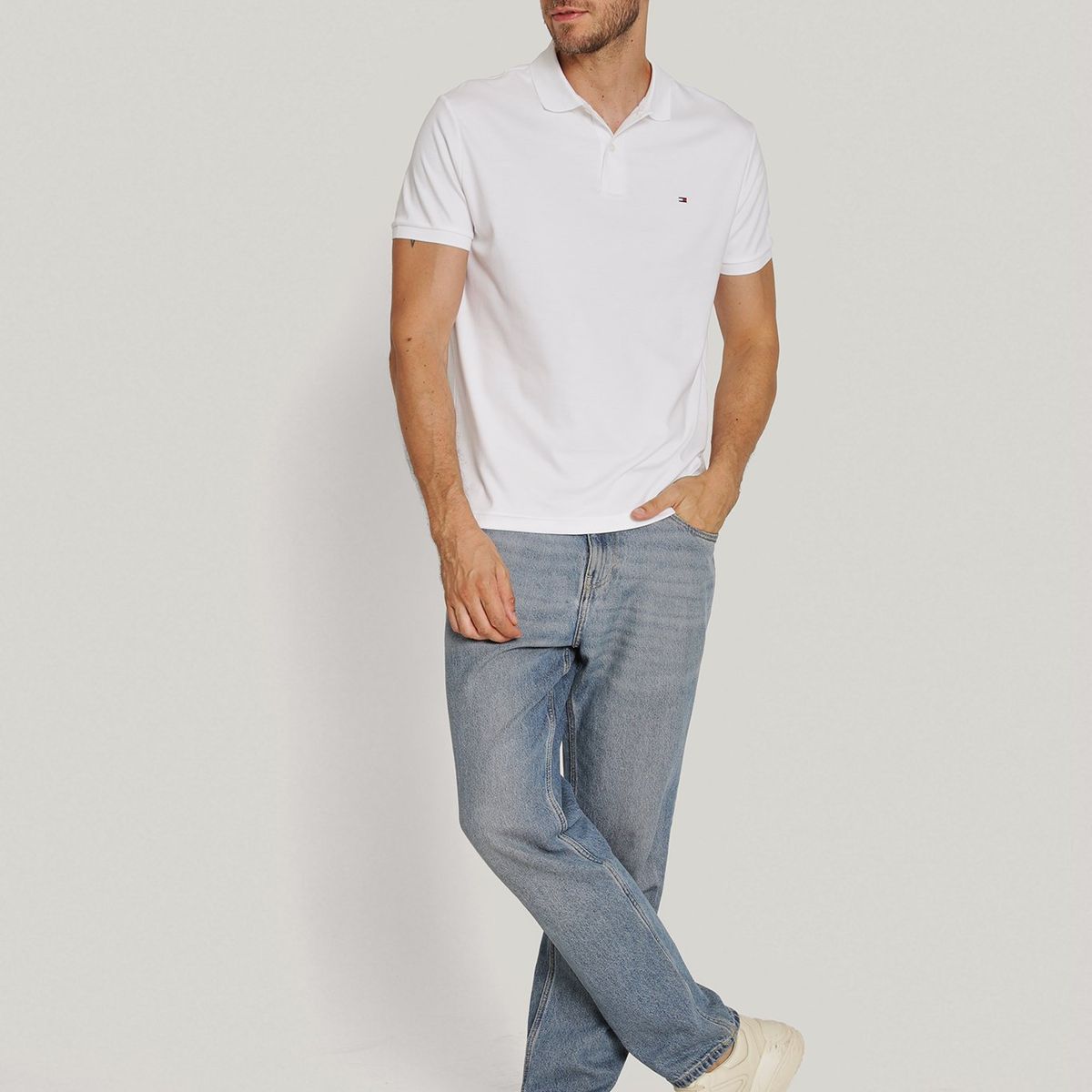 TOMMY HILFIGER - Polo Essential Liquid Cotton Gris Tommy Hilfiger