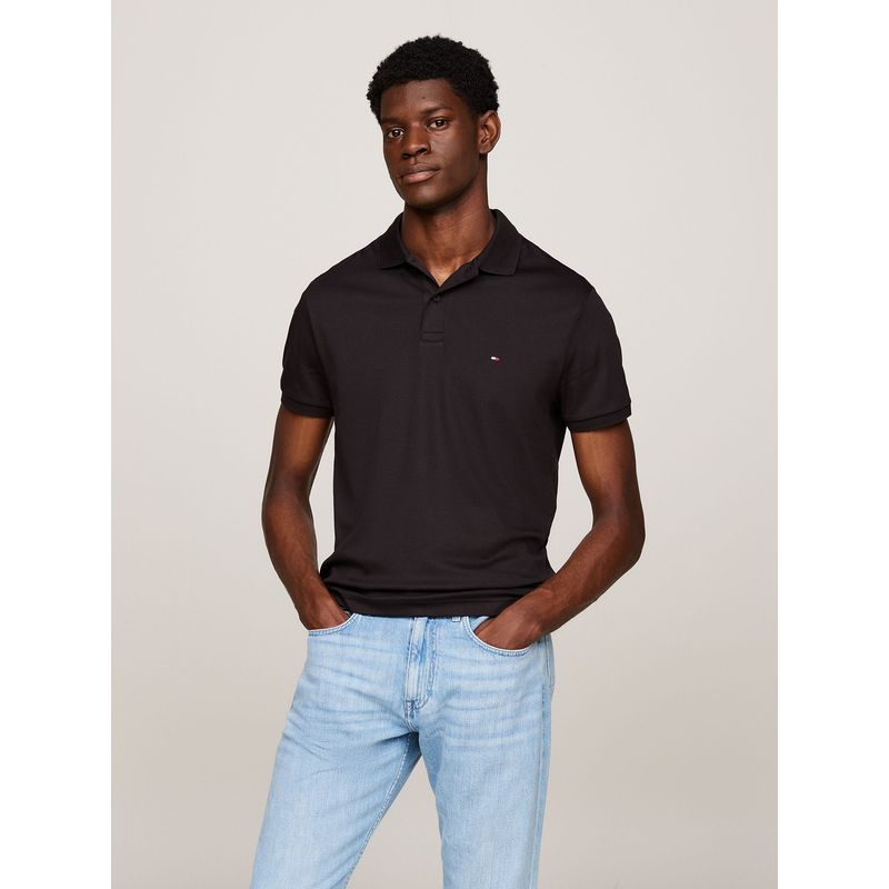 TOMMY HILFIGER - Polo Essential Liquid Cotton Negro Tommy Hilfiger