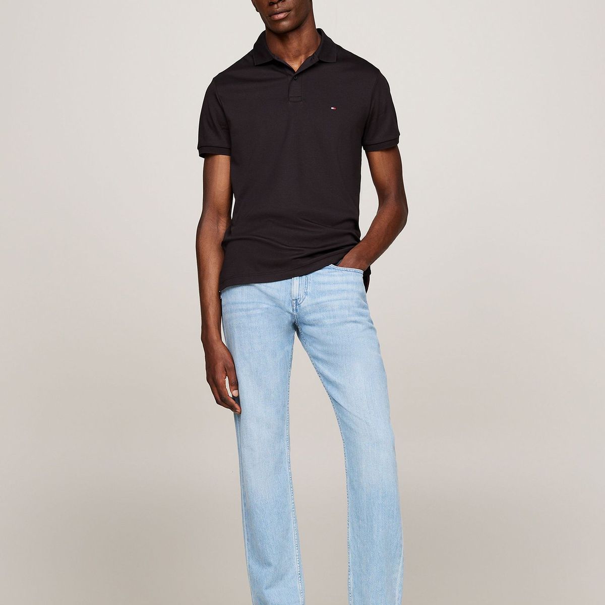 TOMMY HILFIGER - Polo Essential Liquid Cotton Negro Tommy Hilfiger