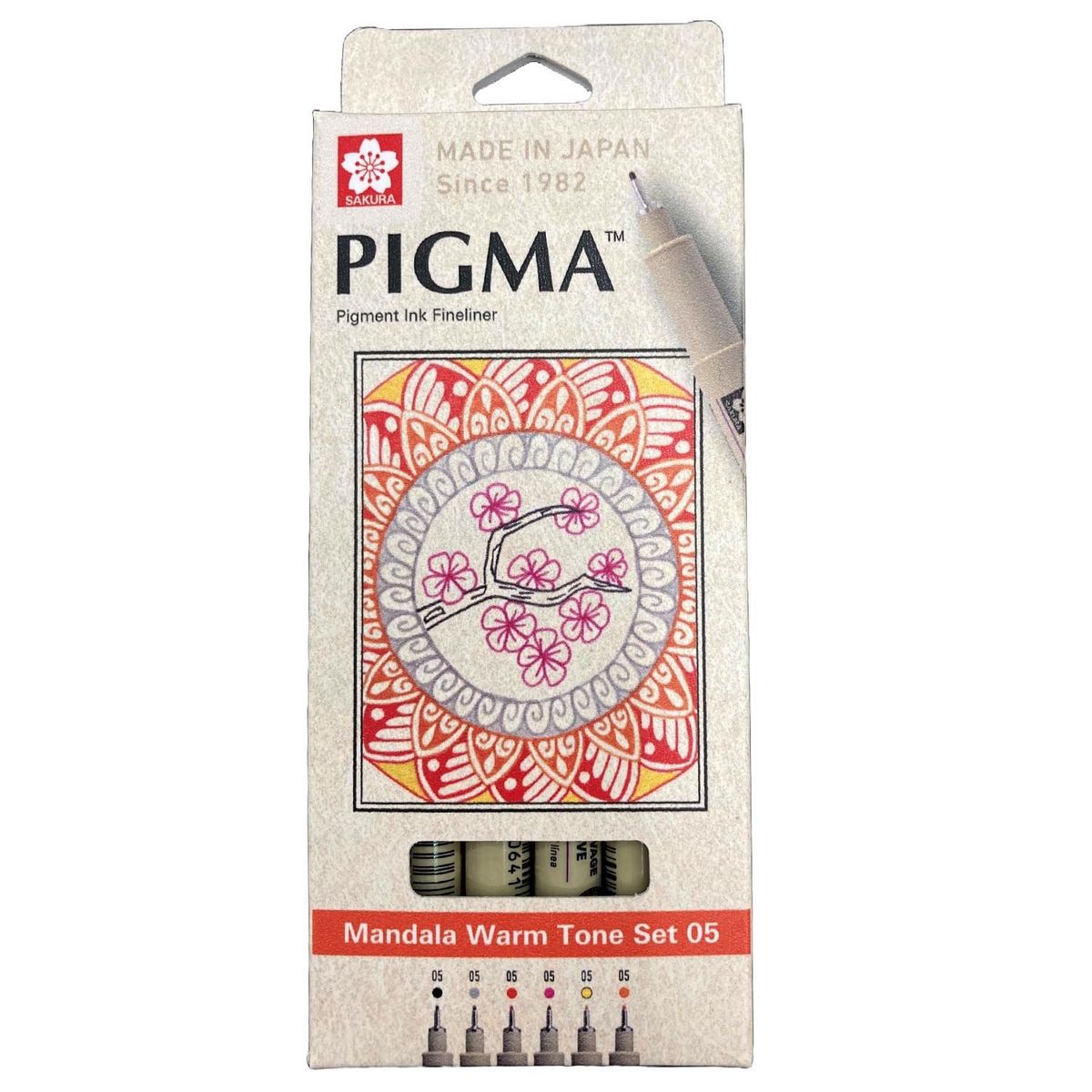 SAKURA - Set de Tiralínea Pigma Micron Sakura0.5 Mandala 6 Col Cálido