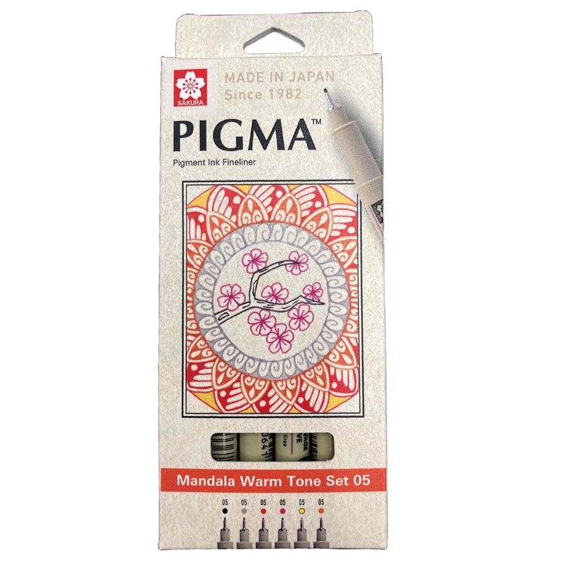SAKURA - Set de Tiralínea Pigma Micron Sakura0.5 Mandala 6 Col Cálido
