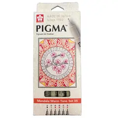 SAKURA - Set de Tiralínea Pigma Micron Sakura0.5 Mandala 6 Col Cálido