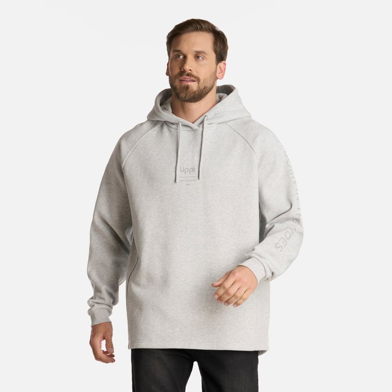 LIPPI - Polerón Hombre Heavy Duty Hoody Sweatshirt Melange Gris Claro Lippi