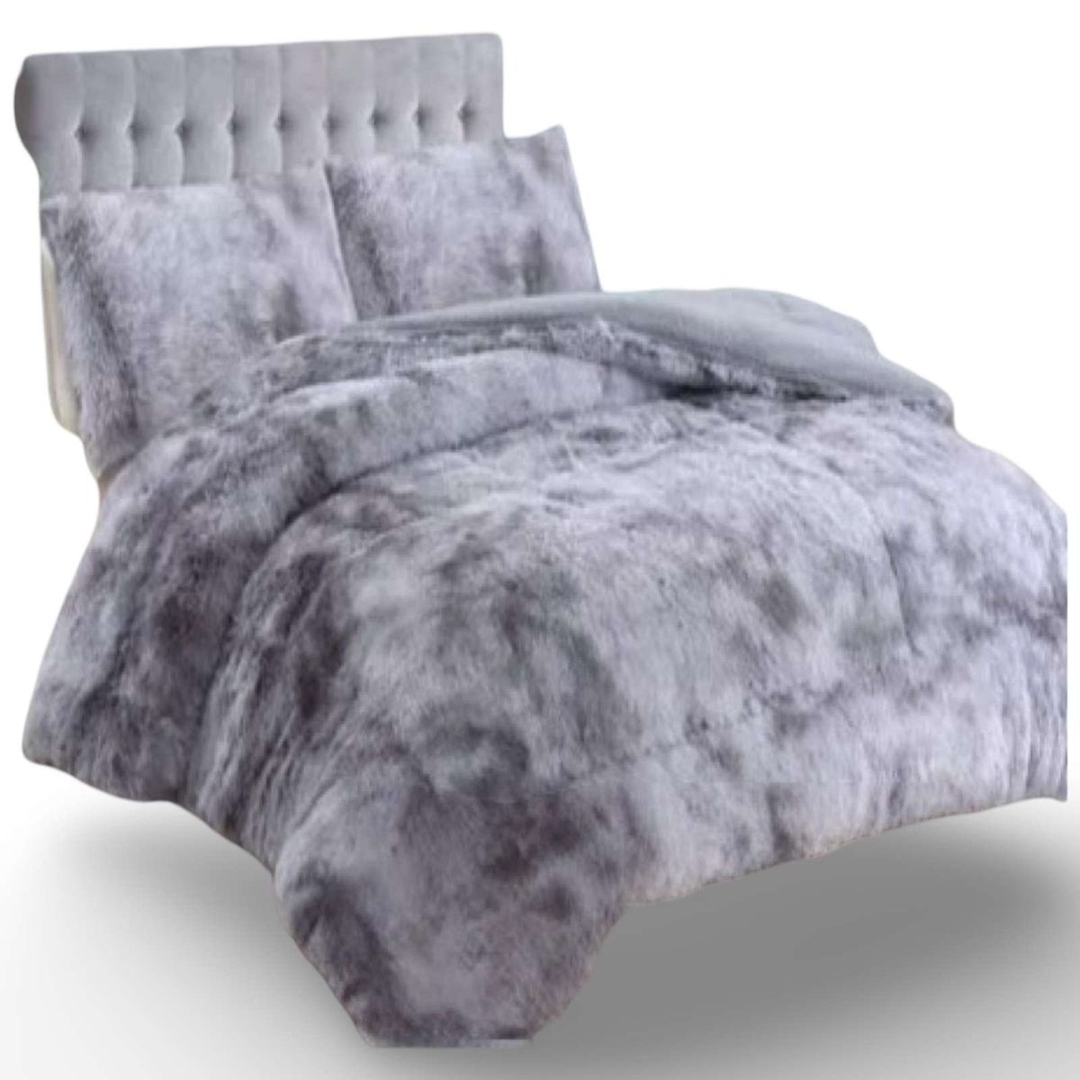 GENERICO - PLUMON CHIPORRO PELUDO 2 PLAZAS GRIS JASPEADO