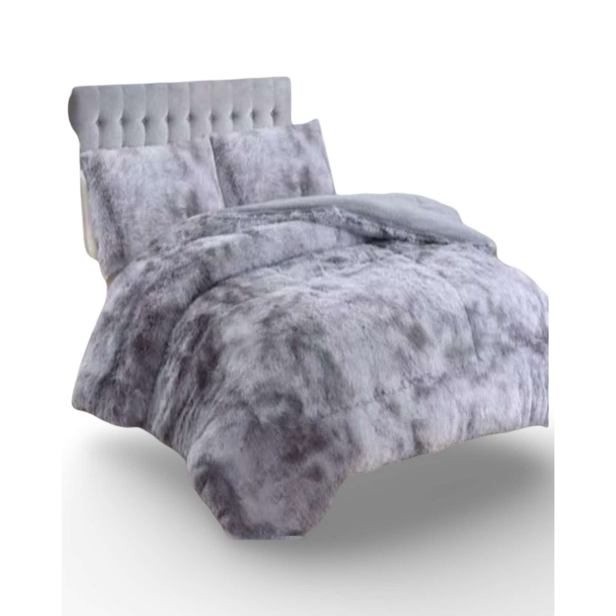 GENERICO - PLUMON CHIPORRO PELUDO 2 PLAZAS GRIS JASPEADO