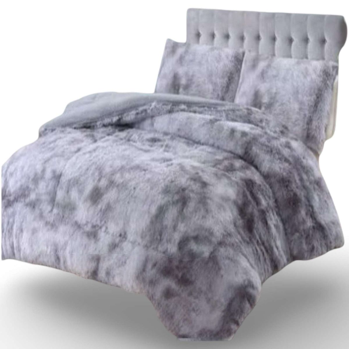 GENERICO - PLUMON CHIPORRO PELUDO 2 PLAZAS GRIS JASPEADO