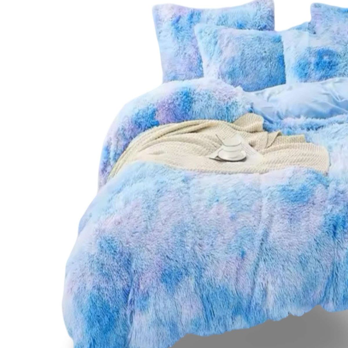 GENERICO - PLUMON CHIPORRO PELUDO 2 PLAZAS CELESTE JASPEADO