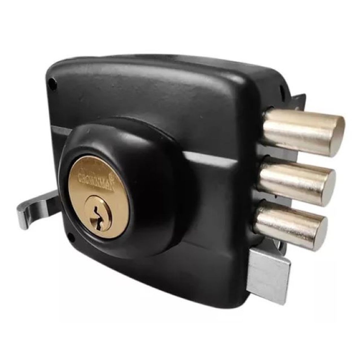 GENERICO - Chapa Cerradura Sobreponer Triple Cerrojo Porton + 3 Llaves