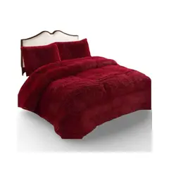 GENERICO - PLUMÓN CUBRECAMA CHIPORRO PELUDO GRUESO PLAZA Y MEDIA BURDEO