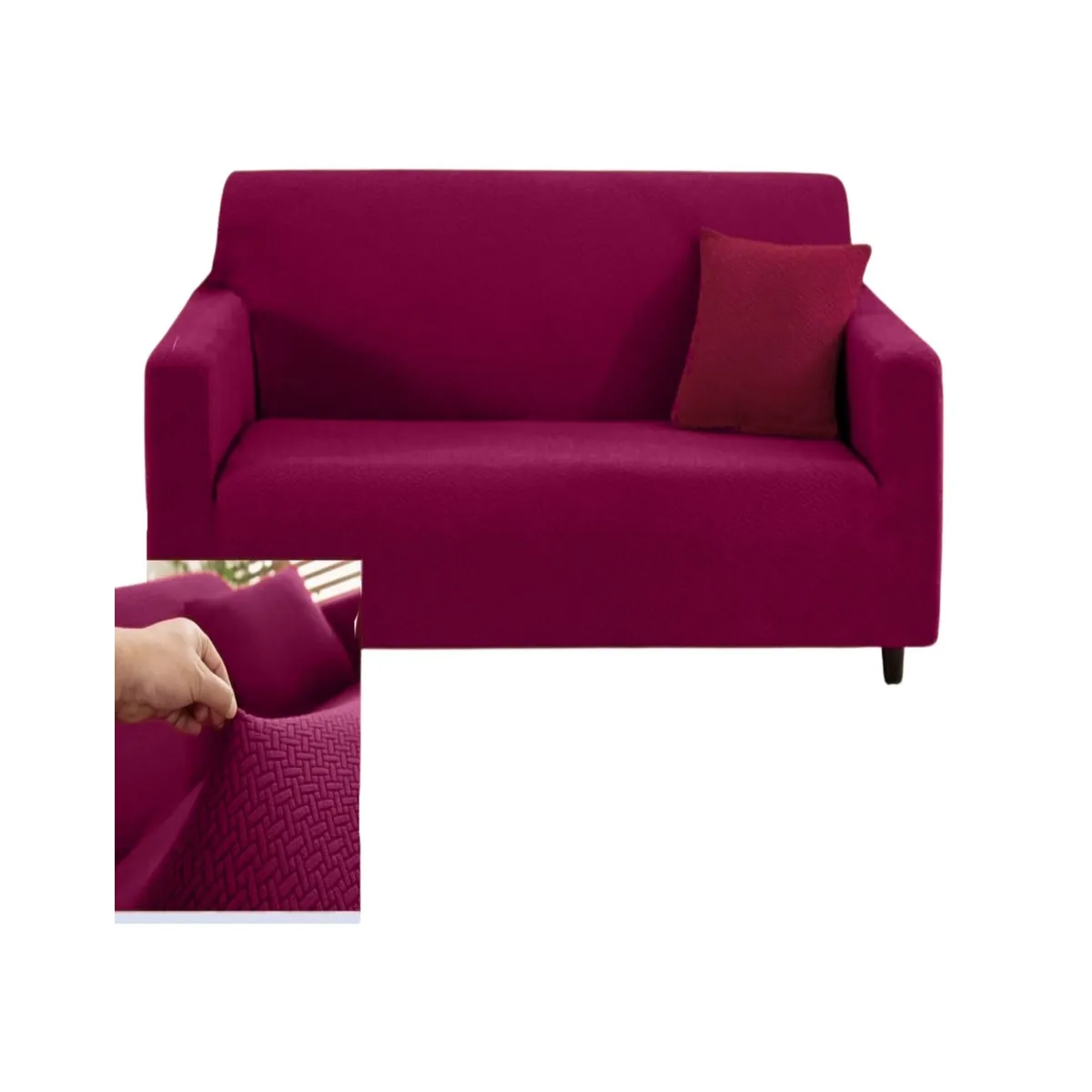 GENERICO - Juego Fundas Sofá Texturizadas 3+1+1 Antideslizantes Concha e Vino