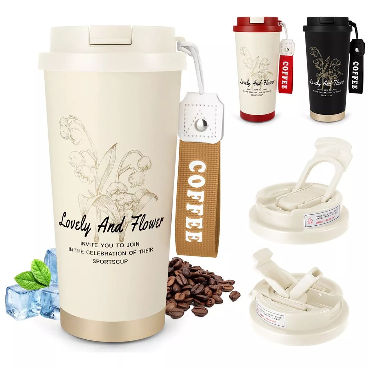 GENERICO - Termo Para Cafe Mug Vaso Termico 530ml Sellable Inoxidable Blanco