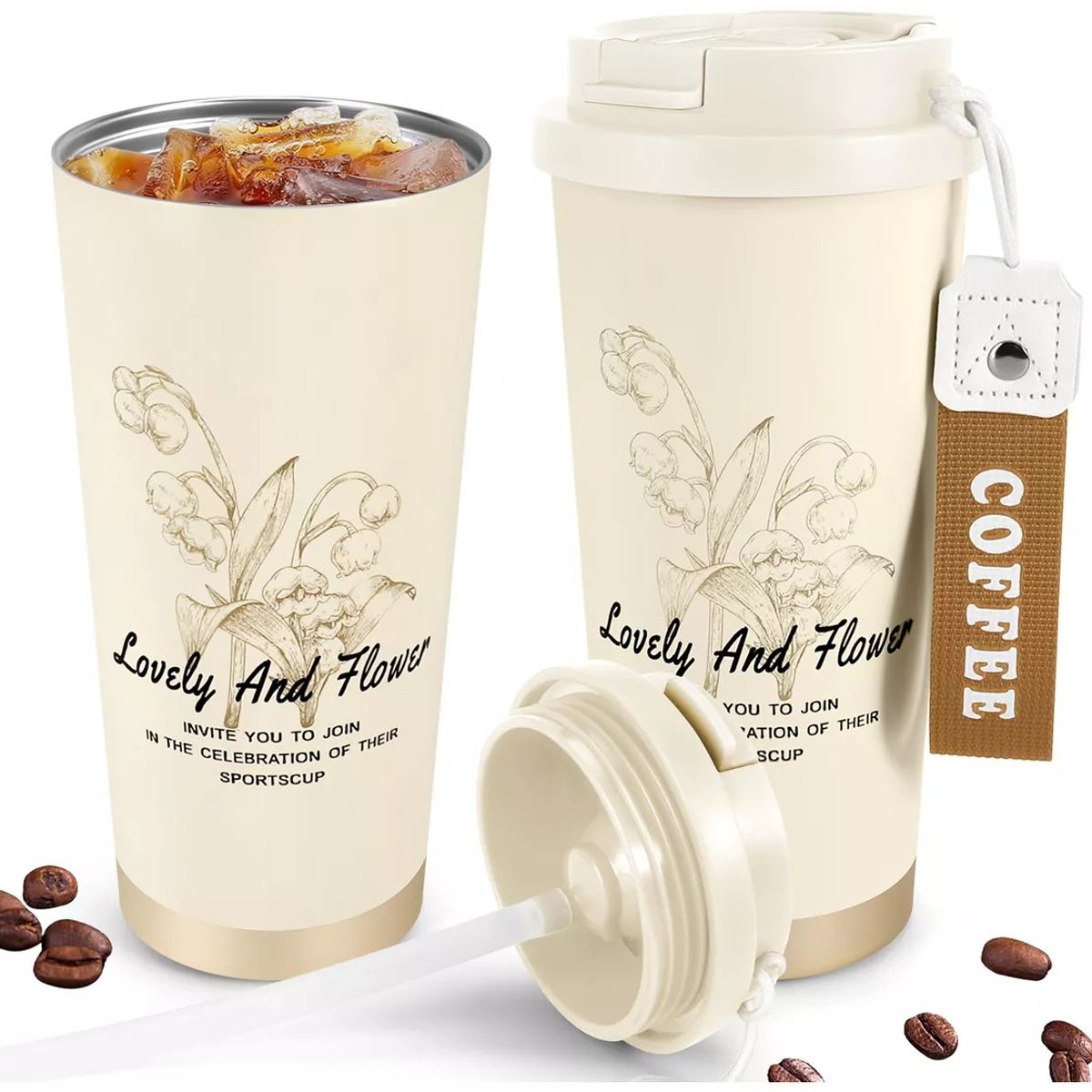 GENERICO - Termo Para Cafe Mug Vaso Termico 530ml Sellable Inoxidable Blanco