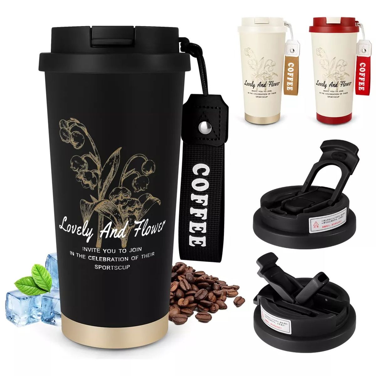 GENERICO - Termo Para Cafe Mug Vaso Termico 530ml Sellable Inoxidable Negro
