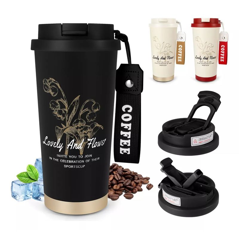 GENERICO - Termo Para Cafe Mug Vaso Termico 530ml Sellable Inoxidable Negro