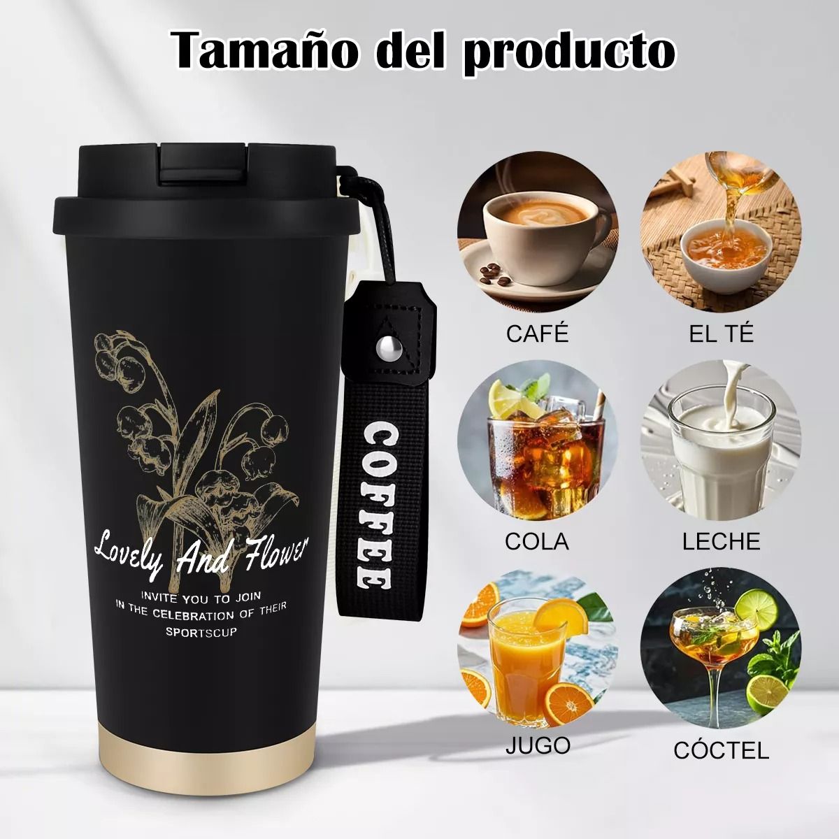 GENERICO - Termo Para Cafe Mug Vaso Termico 530ml Sellable Inoxidable Negro