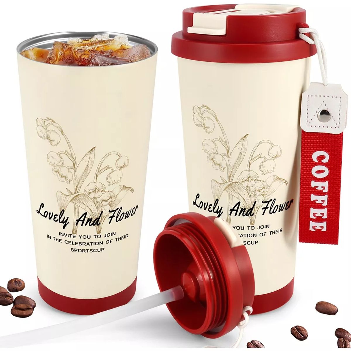 GENERICO - Termo Para Cafe Mug Vaso Termico 530ml Sellable Inoxidable Rojo