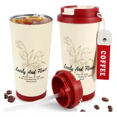 GENERICO - Termo Para Cafe Mug Vaso Termico 530ml Sellable Inoxidable Rojo
