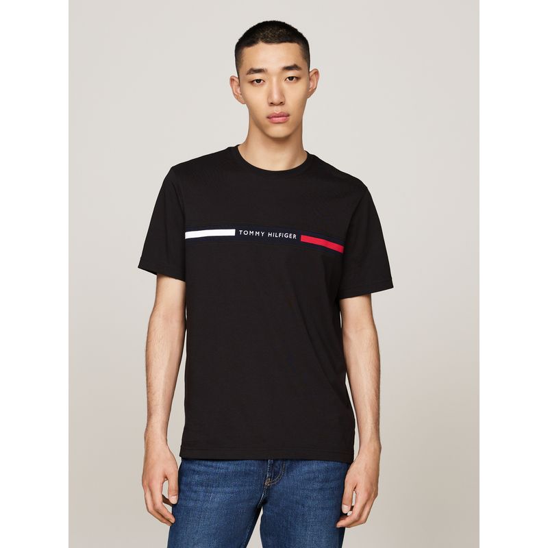 TOMMY HILFIGER - Polera Chest Insert Logo Negro Tommy Hilfiger