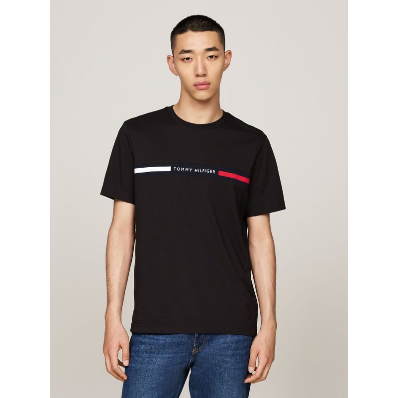 TOMMY HILFIGER - Polera Chest Insert Logo Negro Tommy Hilfiger