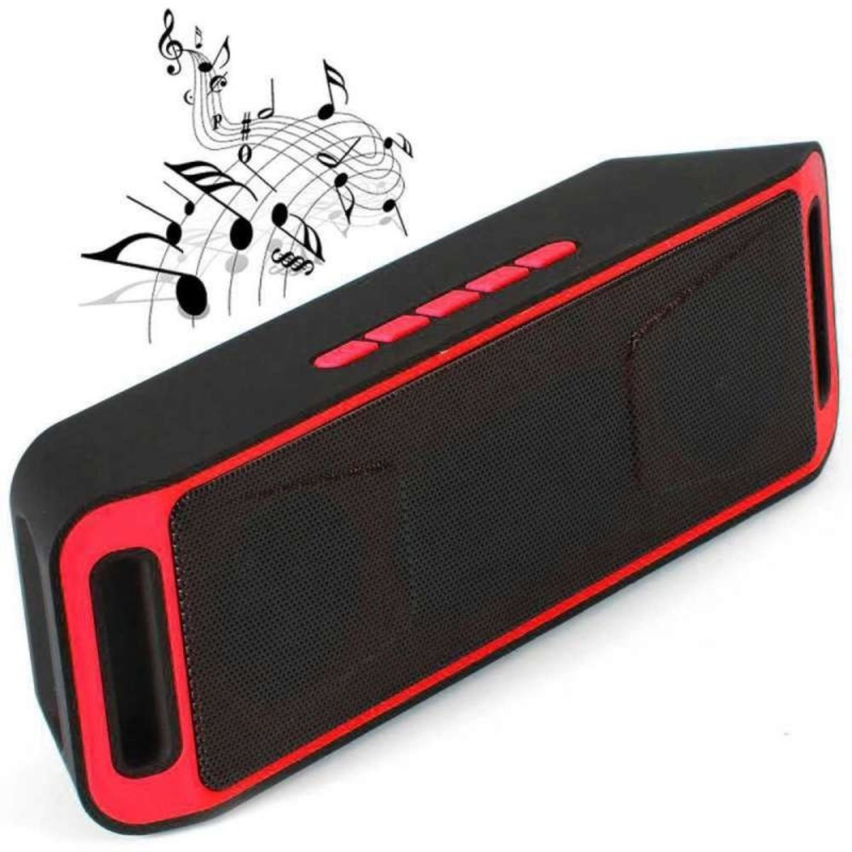 GENERICO - PARLANTE PORTATIL INALAMBRICO BLUETOOTH CON RADIO FM MEGABASS ROJO