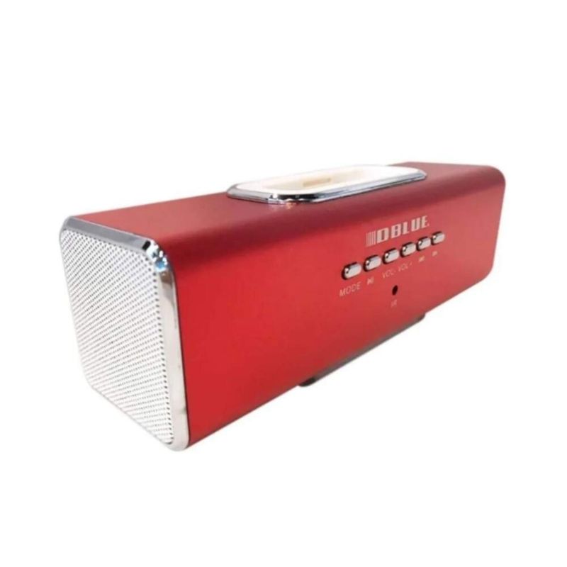 DBLUE - MINI PARLANTE POWER DOCK USB - TF - MP3 CONTROL Y RADIO FM ROJO
